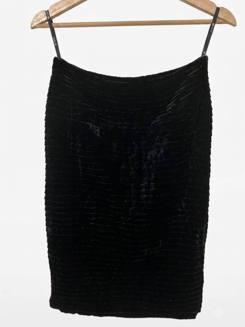 Luxe Tadashi Collection Black Silk Velvet Pencil Skirt 4 - Picture 2 of 8